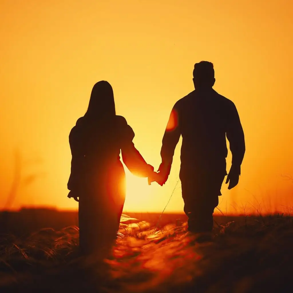 Couple with sunset